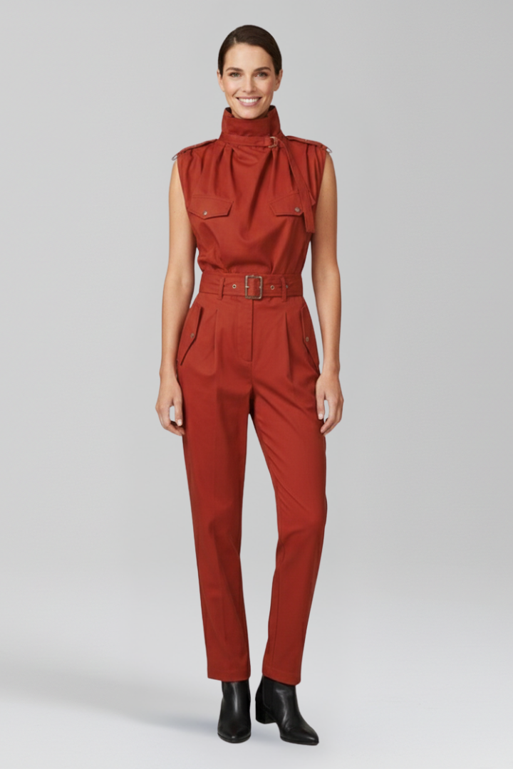 Women’s Jumpsuit with High Neck and Sleeveless Cut