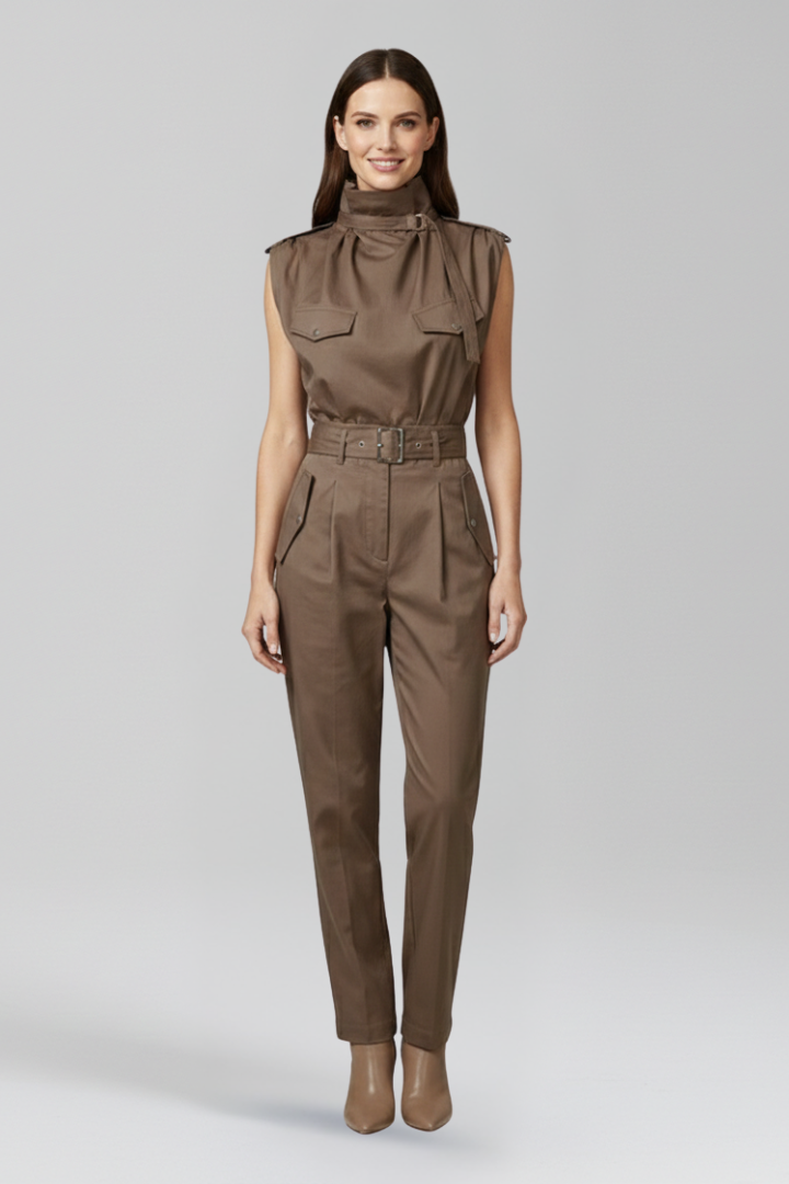 Women’s Jumpsuit with High Neck and Sleeveless Cut