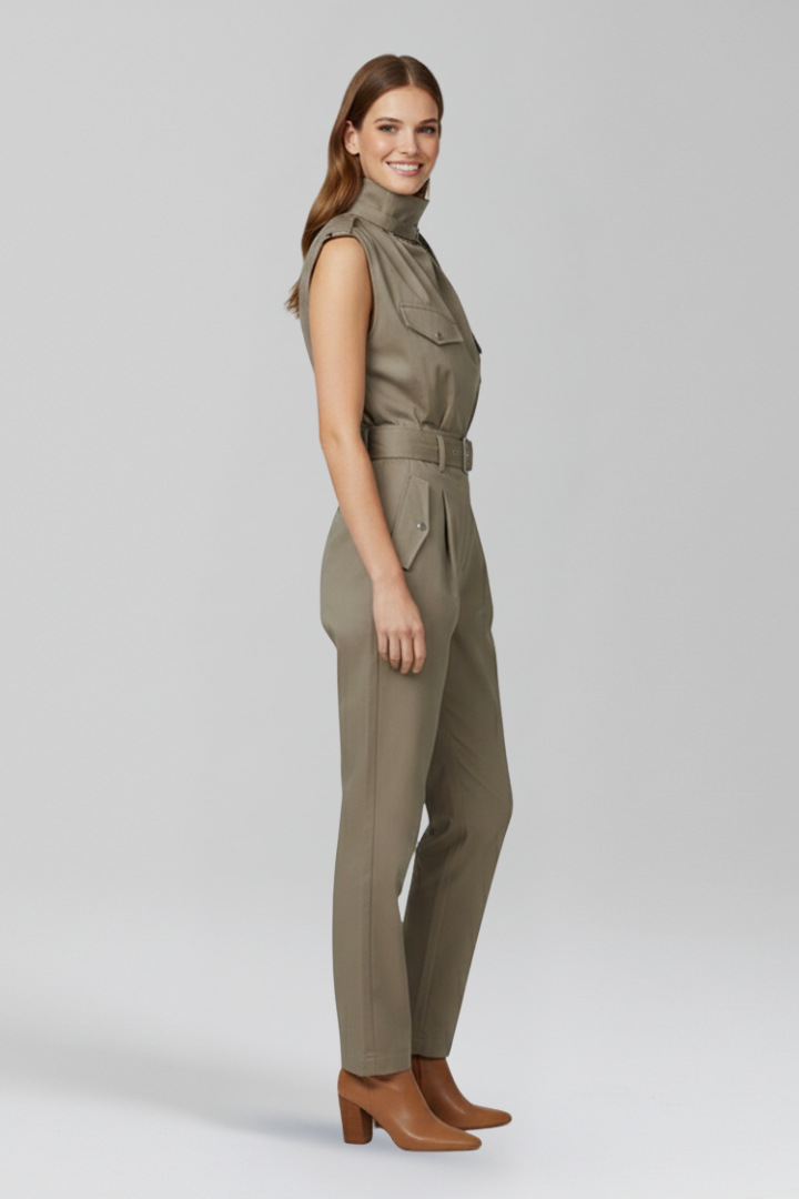 Women’s Jumpsuit with High Neck and Sleeveless Cut