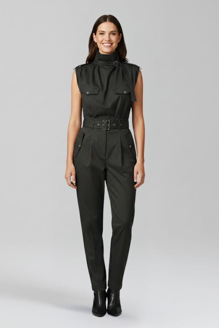 Women’s Jumpsuit with High Neck and Sleeveless Cut