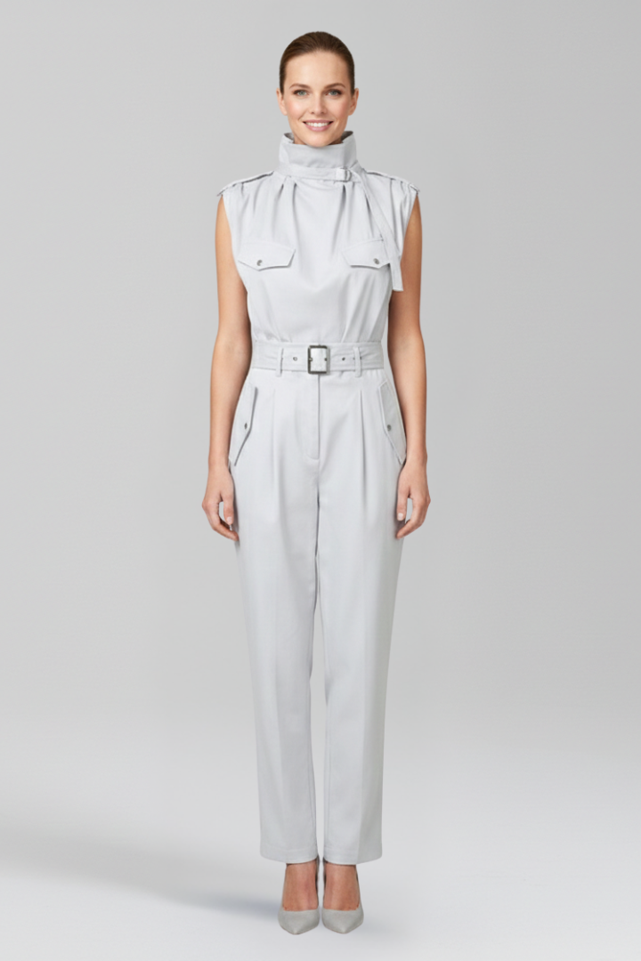 Women’s Jumpsuit with High Neck and Sleeveless Cut