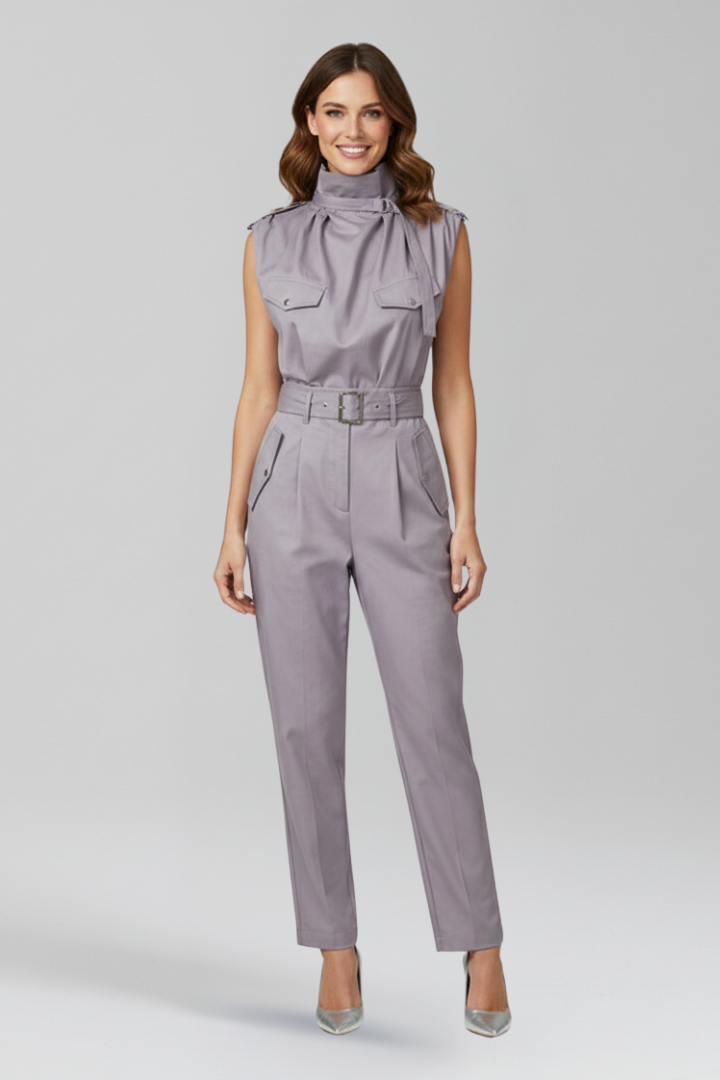 Women’s Jumpsuit with High Neck and Sleeveless Cut