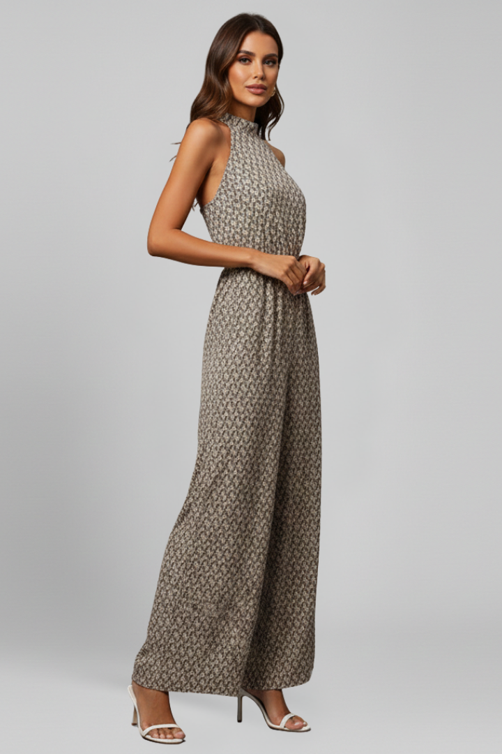 Women’s Jumpsuit with High Neckline and Wide Legs