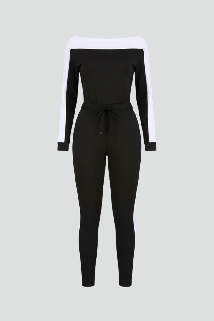 Women’s Jumpsuit with Hooded Neckline and Side Stripes