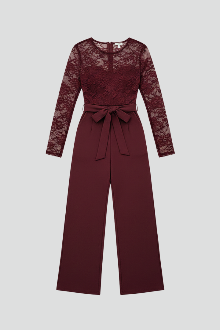 Women’s Jumpsuit with Lace Top and Wide Legs