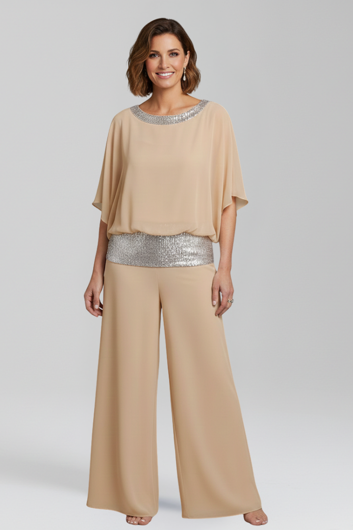 Women’s Jumpsuit with Layered Top and Textured Surface