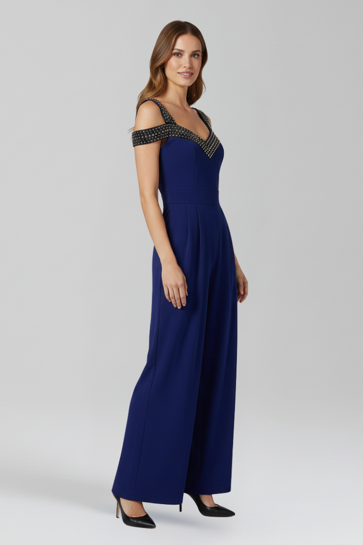 Women’s Jumpsuit with Off-Shoulder Neckline and Wide Legs