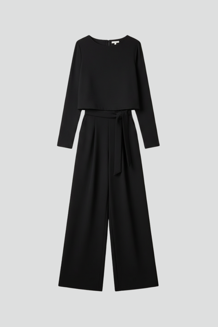 Women’s Jumpsuit with Round Neck and Long Sleeves