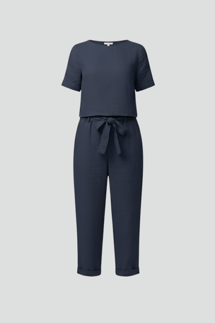 Women’s Jumpsuit with Round Neckline and Side Pockets