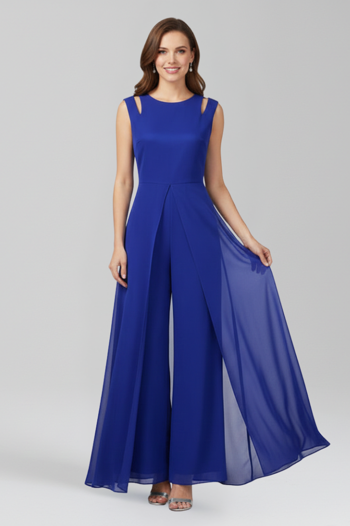 Women’s Jumpsuit with Round Neckline and Wide Legs