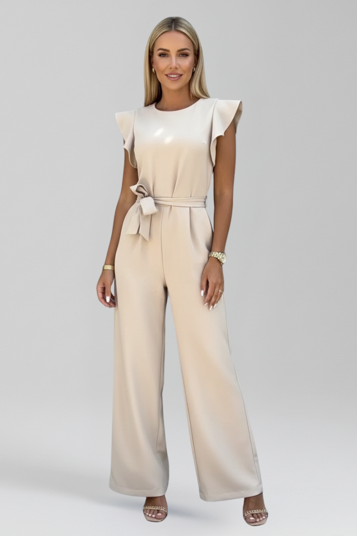 Women’s Jumpsuit with Round Neckline and Wide Legs