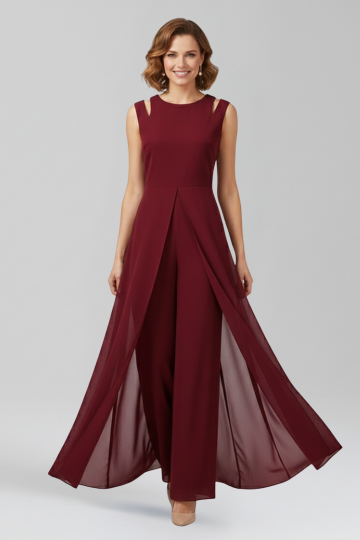 Women’s Jumpsuit with Round Neckline and Wide Legs