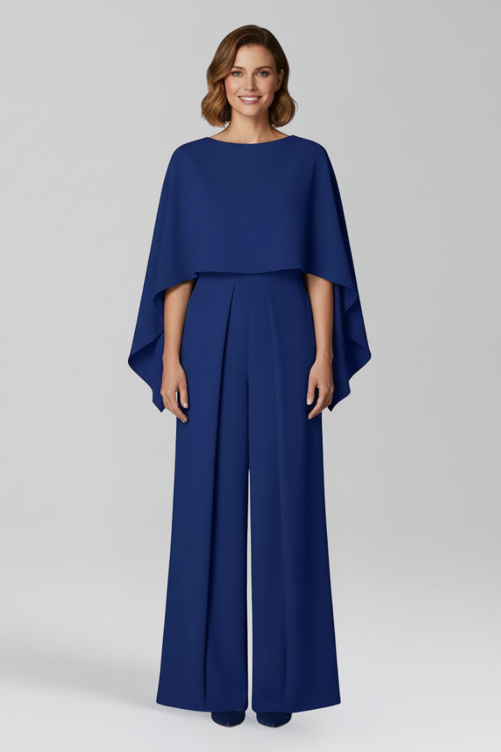 Women’s Jumpsuit with Round Neckline and Wide Legs