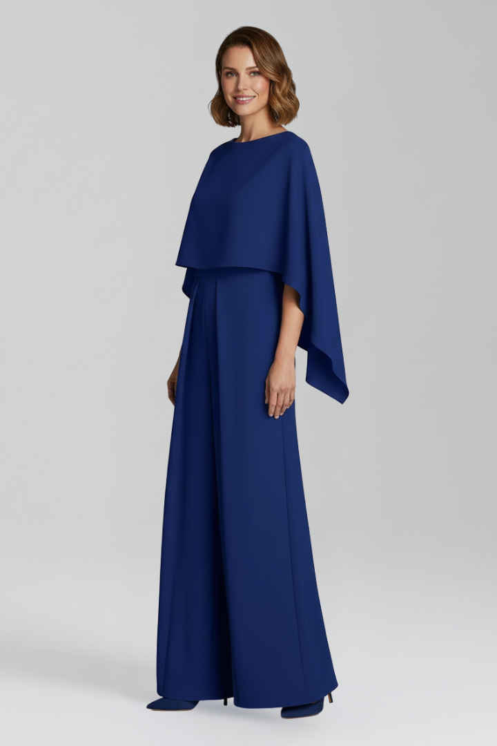 Women’s Jumpsuit with Round Neckline and Wide Legs