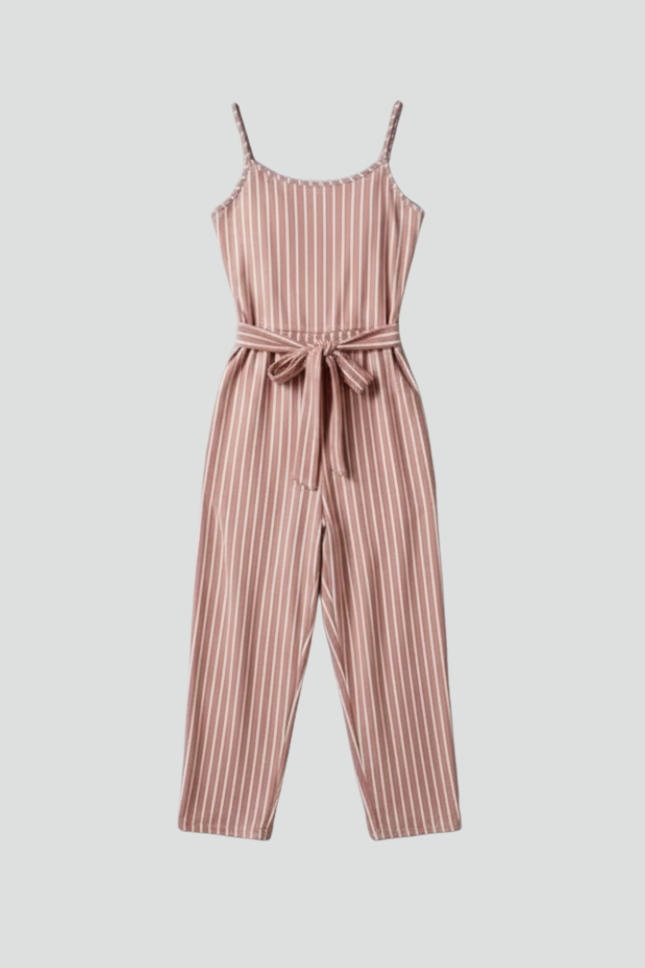 Women’s Jumpsuit with Shoulder Straps and Tied Waist