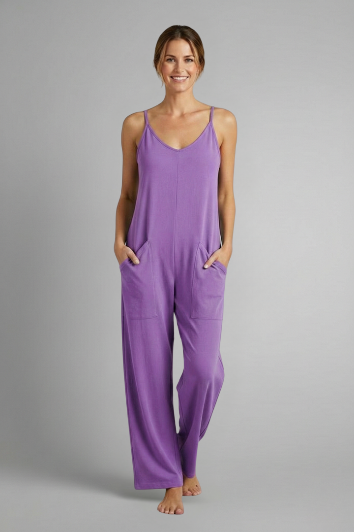 Women’s Jumpsuit with Sleeveless Cut and Wide Legs
