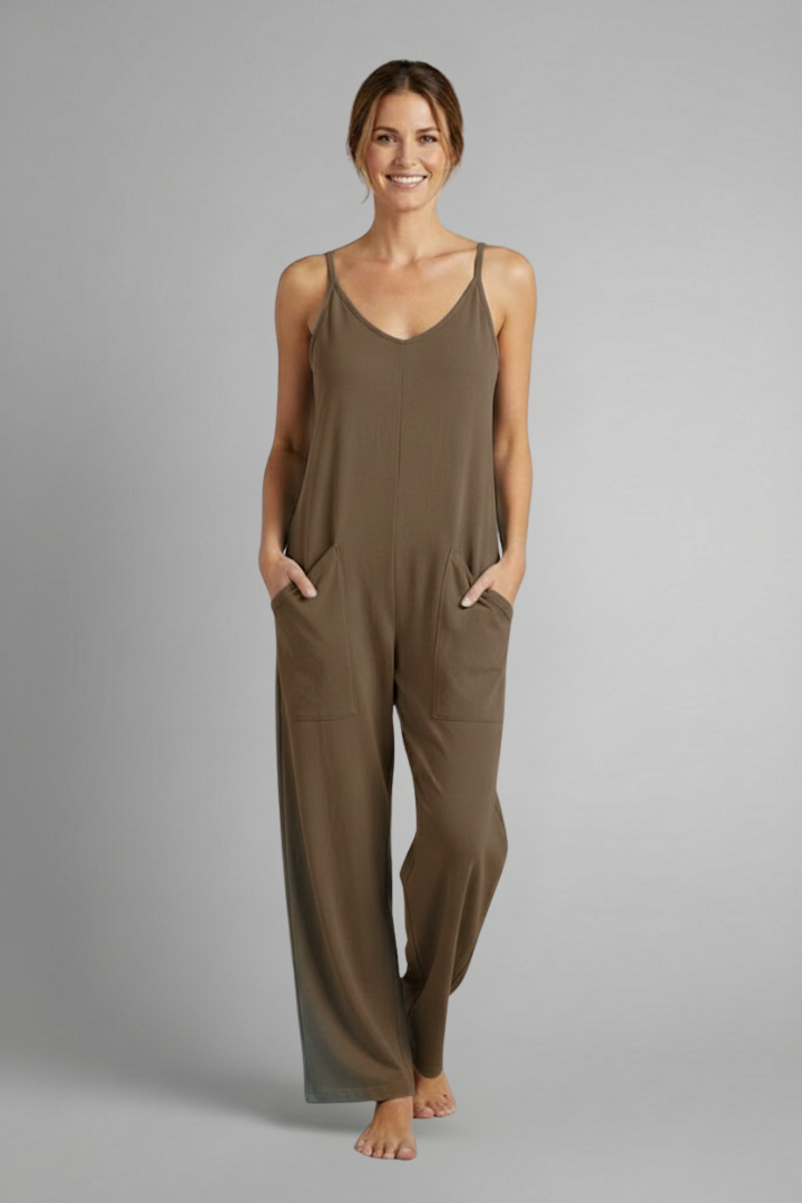 Women’s Jumpsuit with Sleeveless Cut and Wide Legs