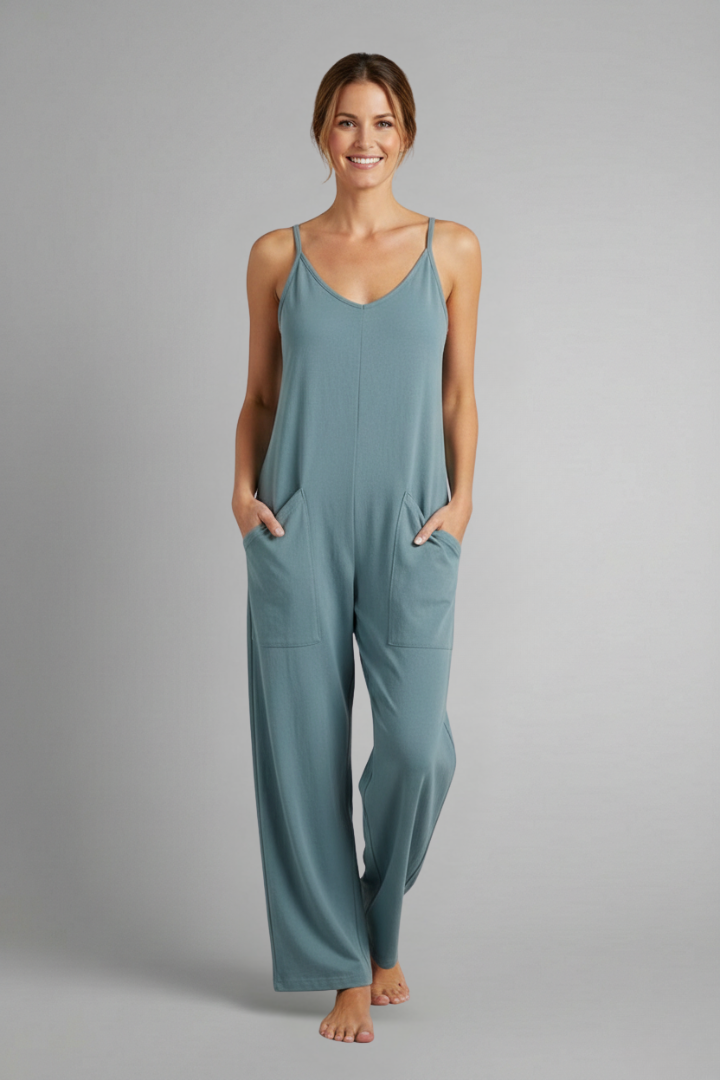 Women’s Jumpsuit with Sleeveless Cut and Wide Legs