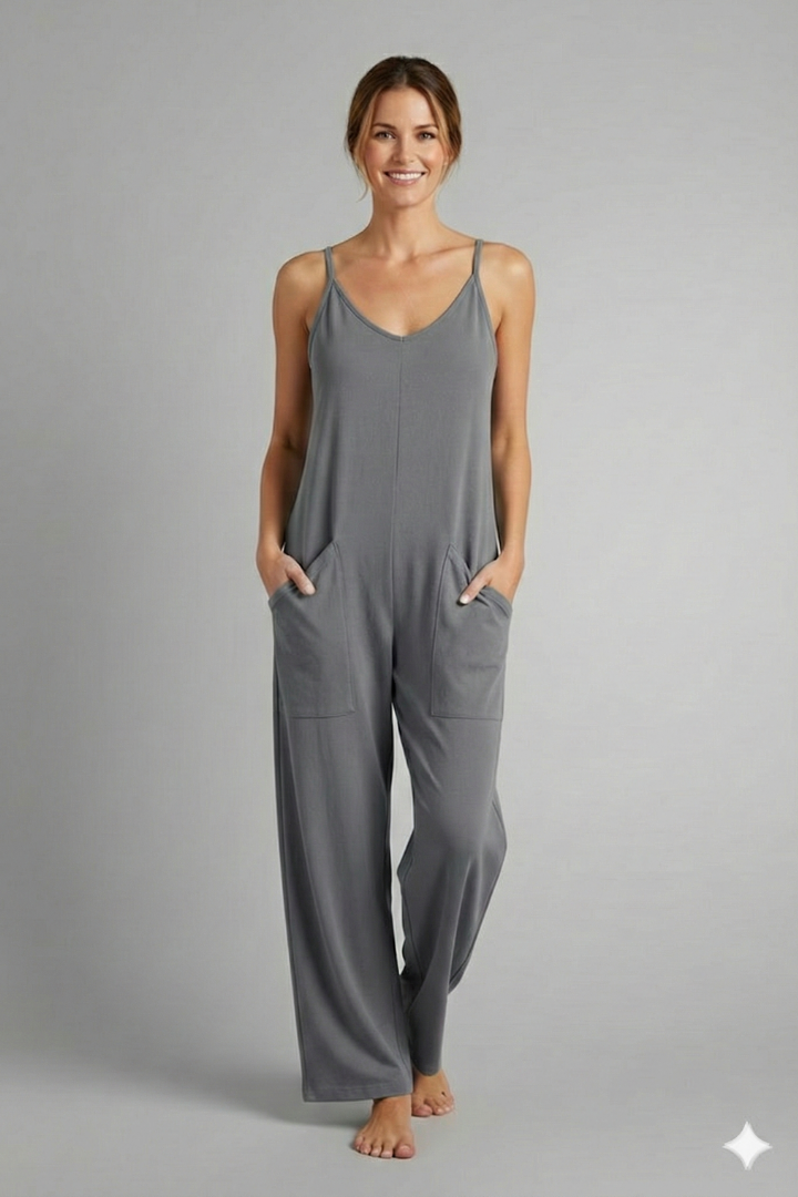 Women’s Jumpsuit with Sleeveless Cut and Wide Legs