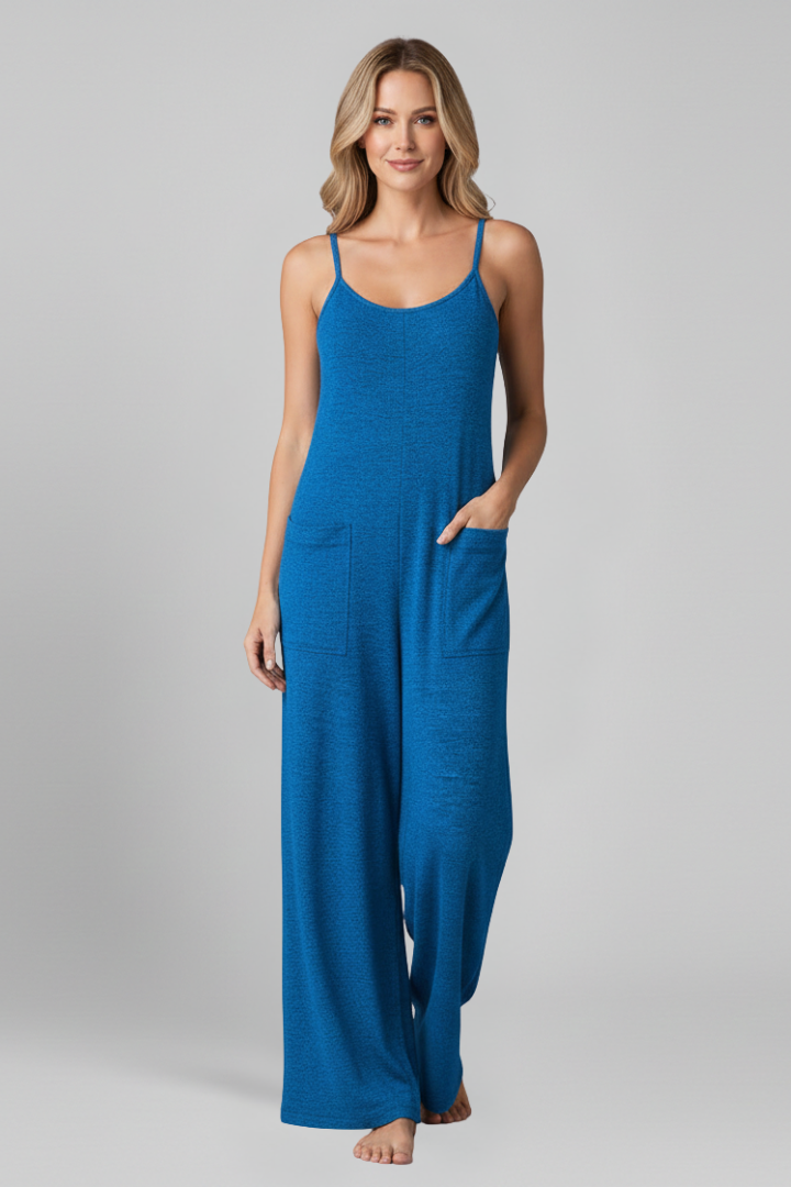 Women’s Jumpsuit with Spaghetti Straps and Side Pockets