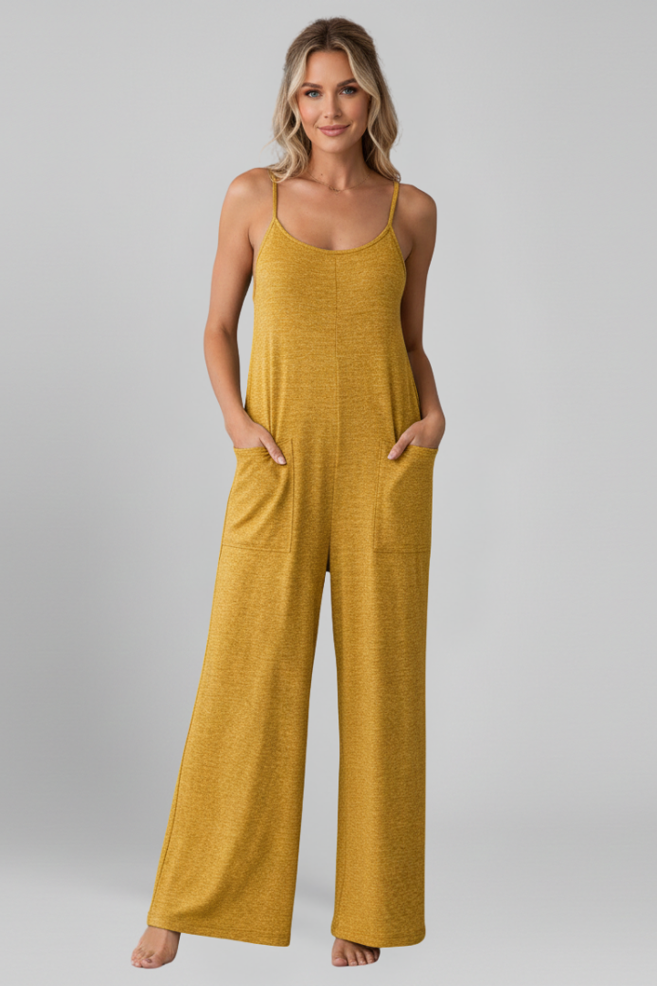 Women’s Jumpsuit with Spaghetti Straps and Side Pockets