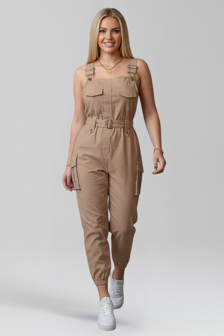 Women’s Jumpsuit with Square Neckline and Adjustable Straps