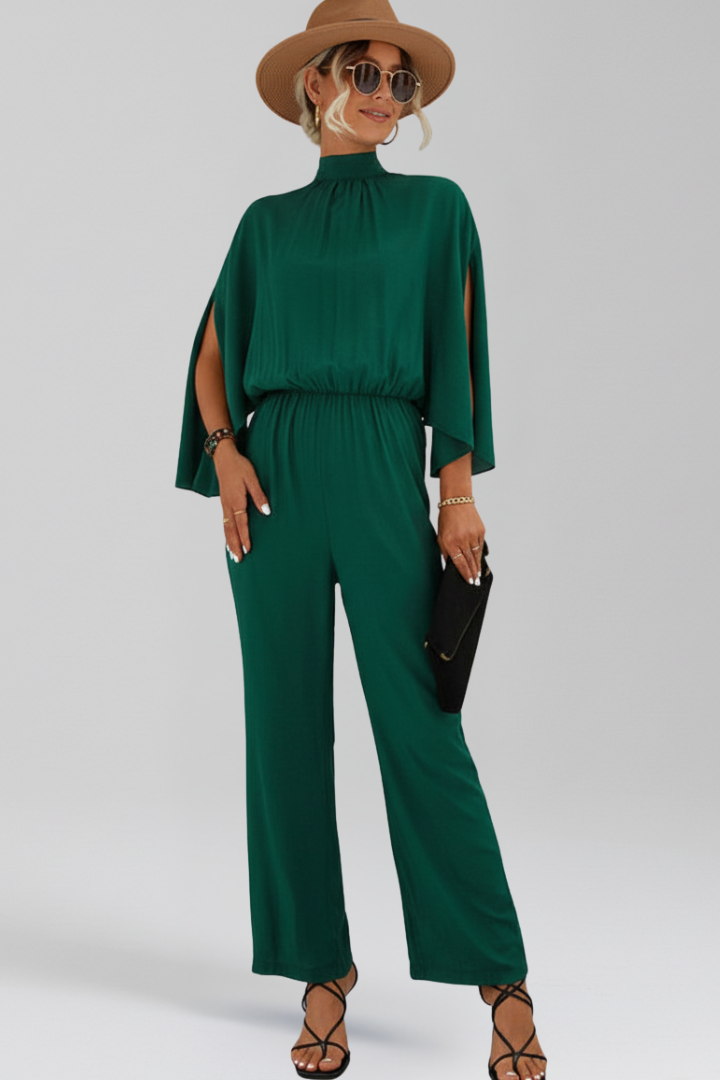 Women’s Jumpsuit with Stand Collar and Wide Legs