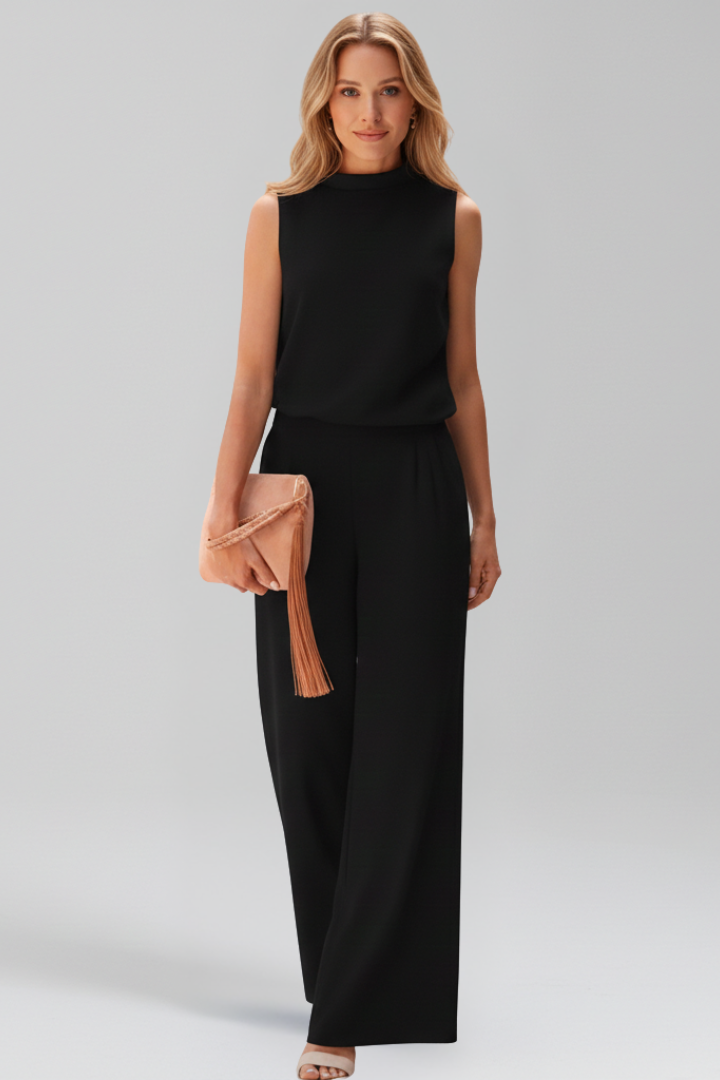 Women’s Jumpsuit with Stand Collar and Wide Legs