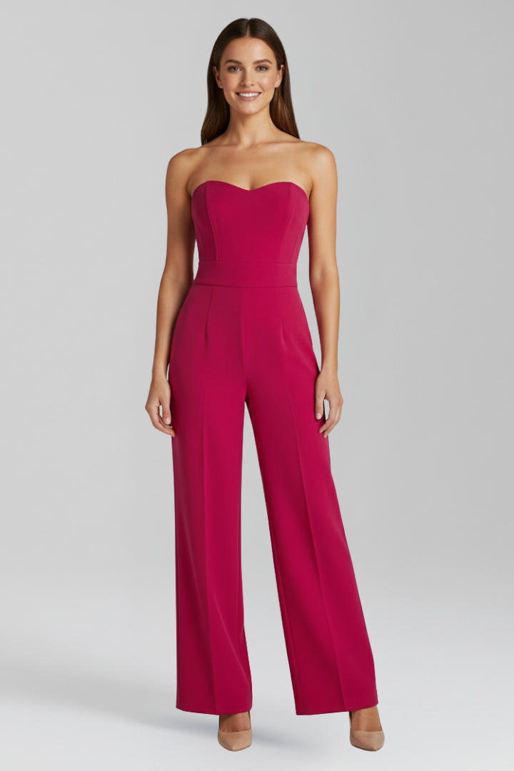 Women’s Jumpsuit with Strapless Neckline and Fitted Bodice