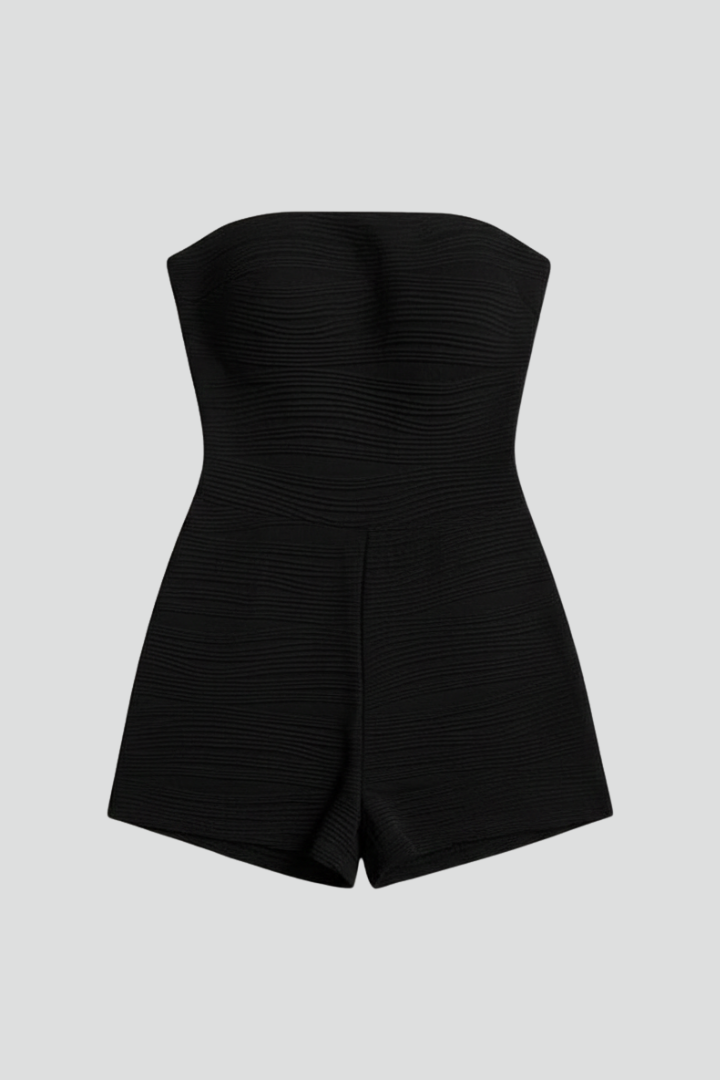 Women’s Jumpsuit with Strapless Neckline and Textured Surface