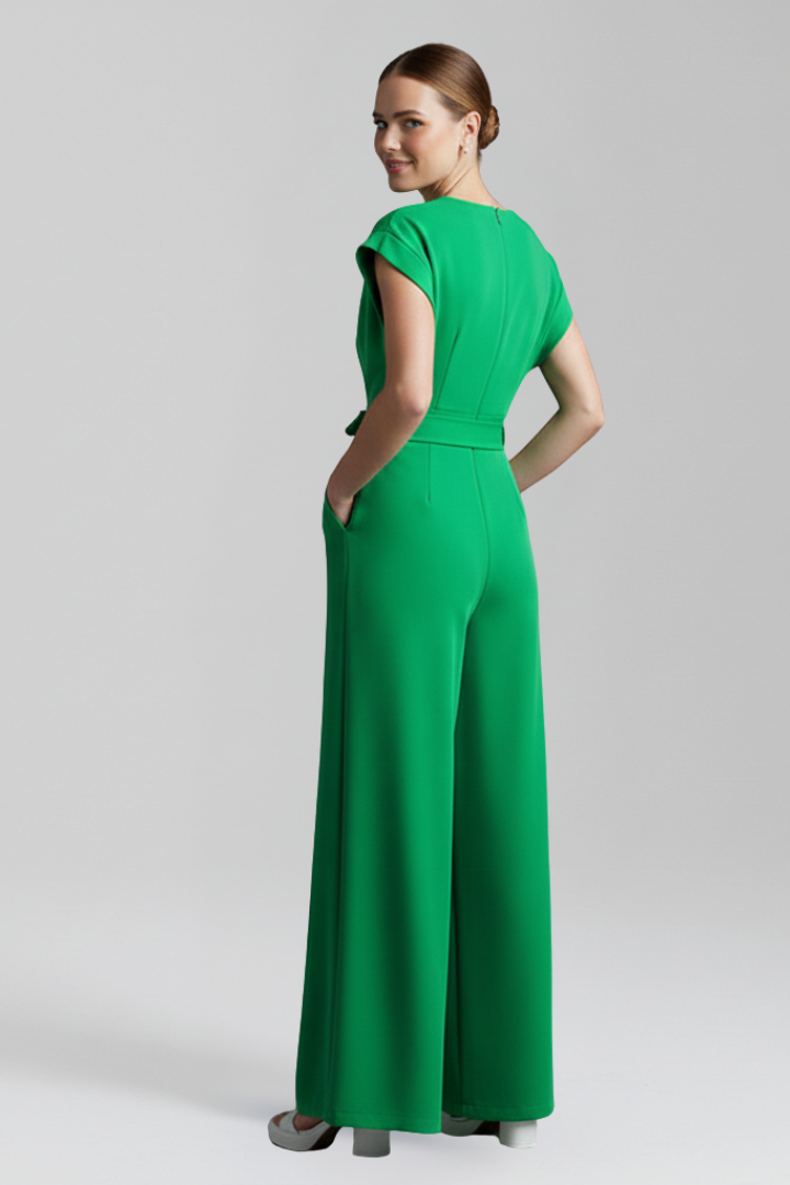 Women’s Jumpsuit with V-Neckline and Wide Legs
