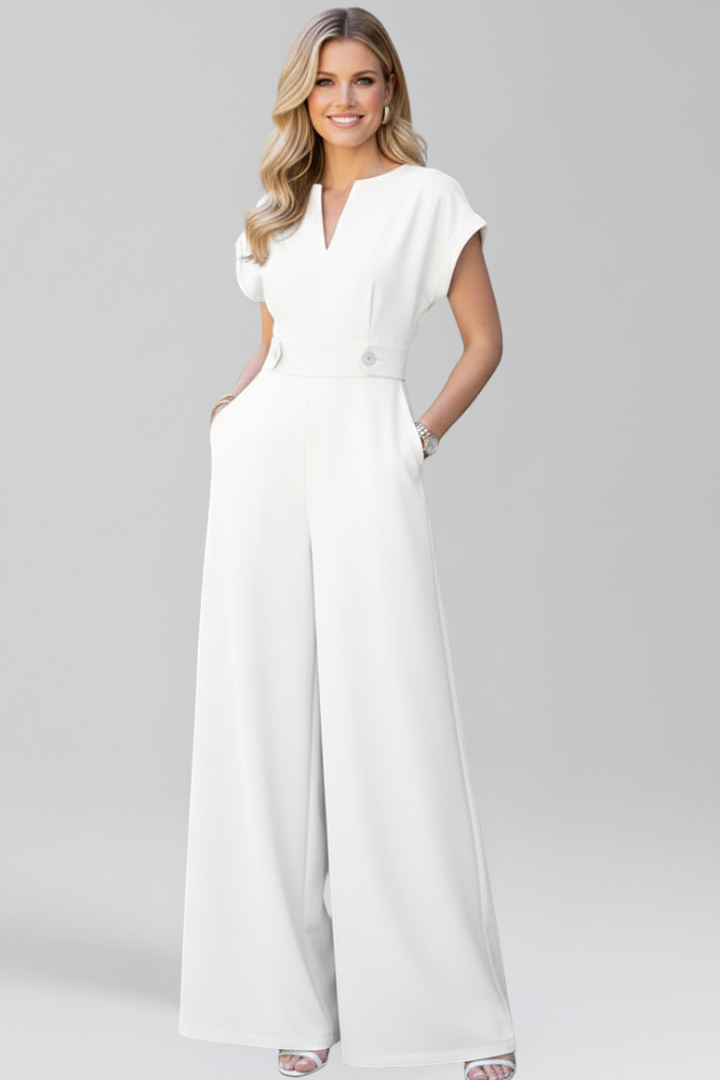 Women’s Jumpsuit with V-Neckline and Wide Legs