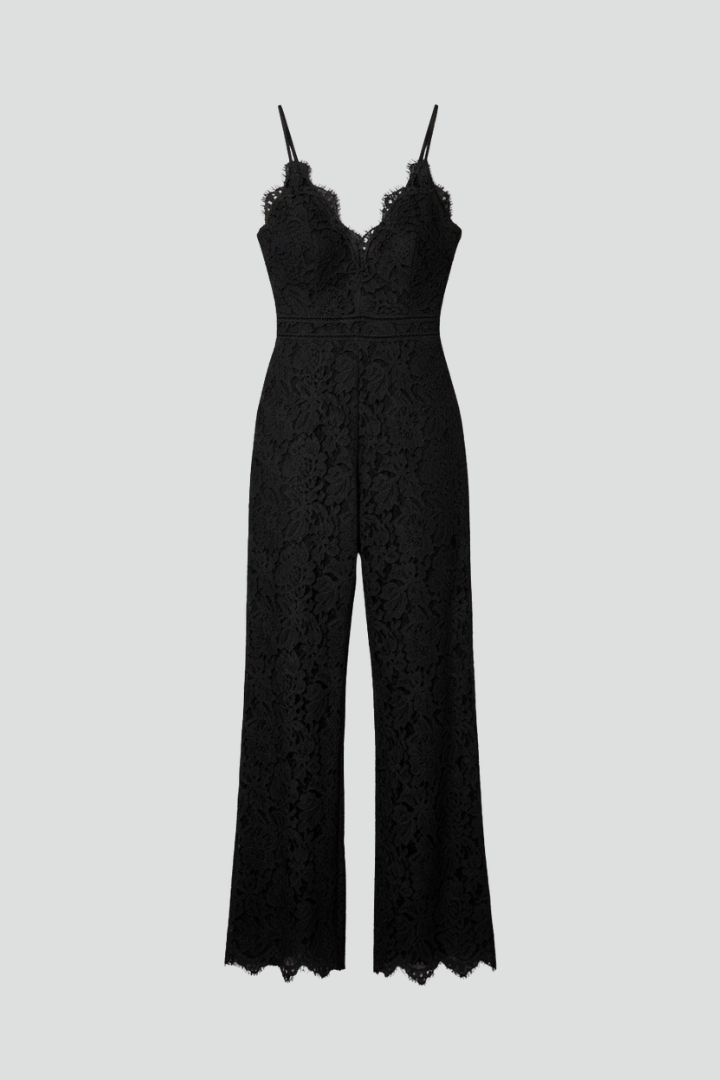 Women’s Jumpsuit with V Neckline and Lace Detail
