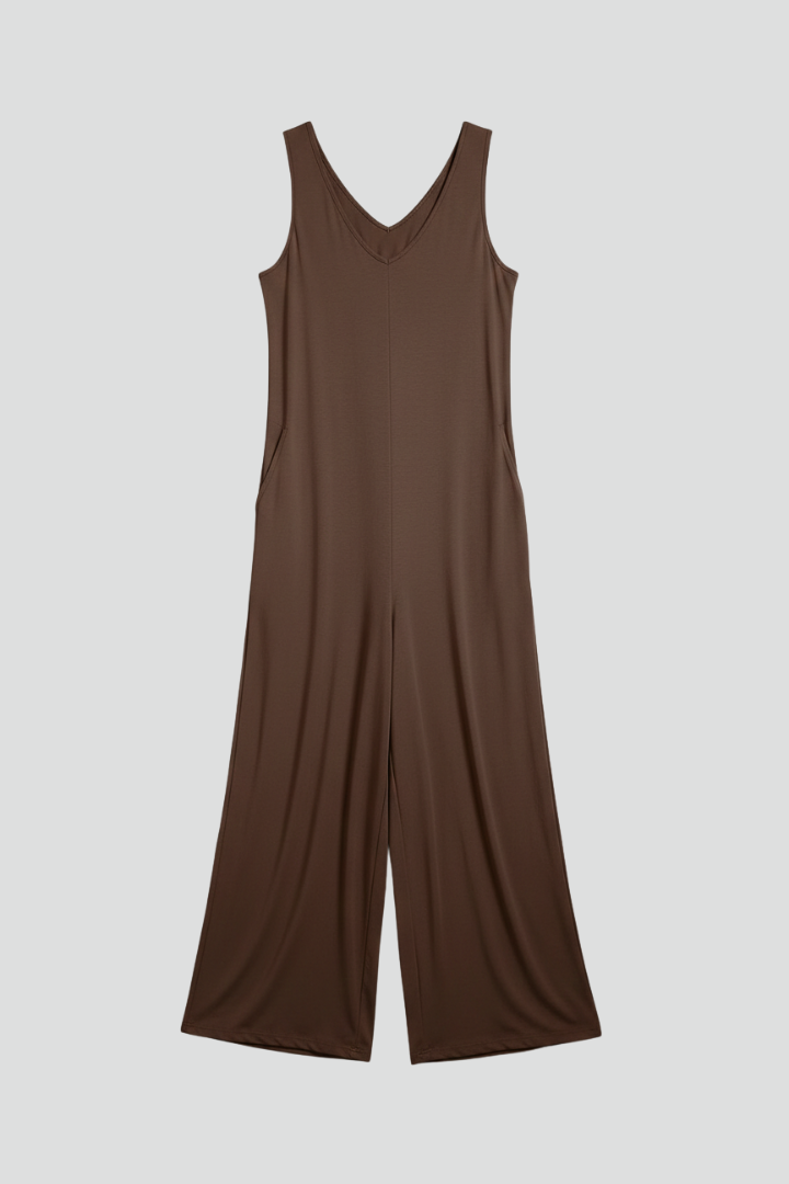 Women’s Jumpsuit with V Neckline and Sleeveless Cut