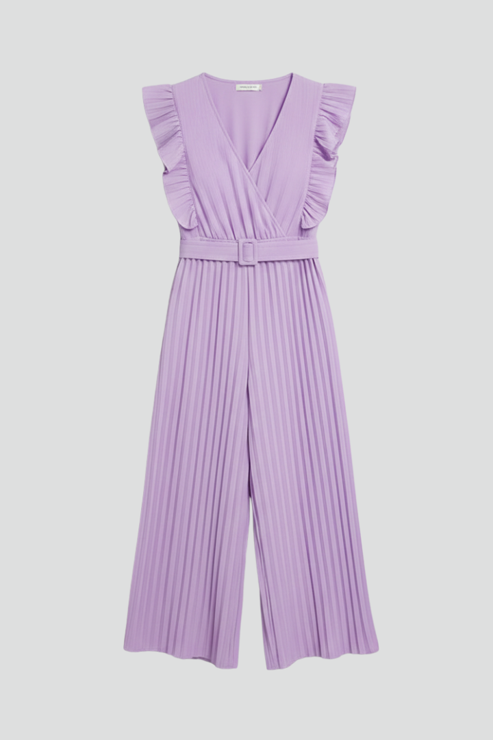 Women’s Jumpsuit with V Neckline and Waist Belt