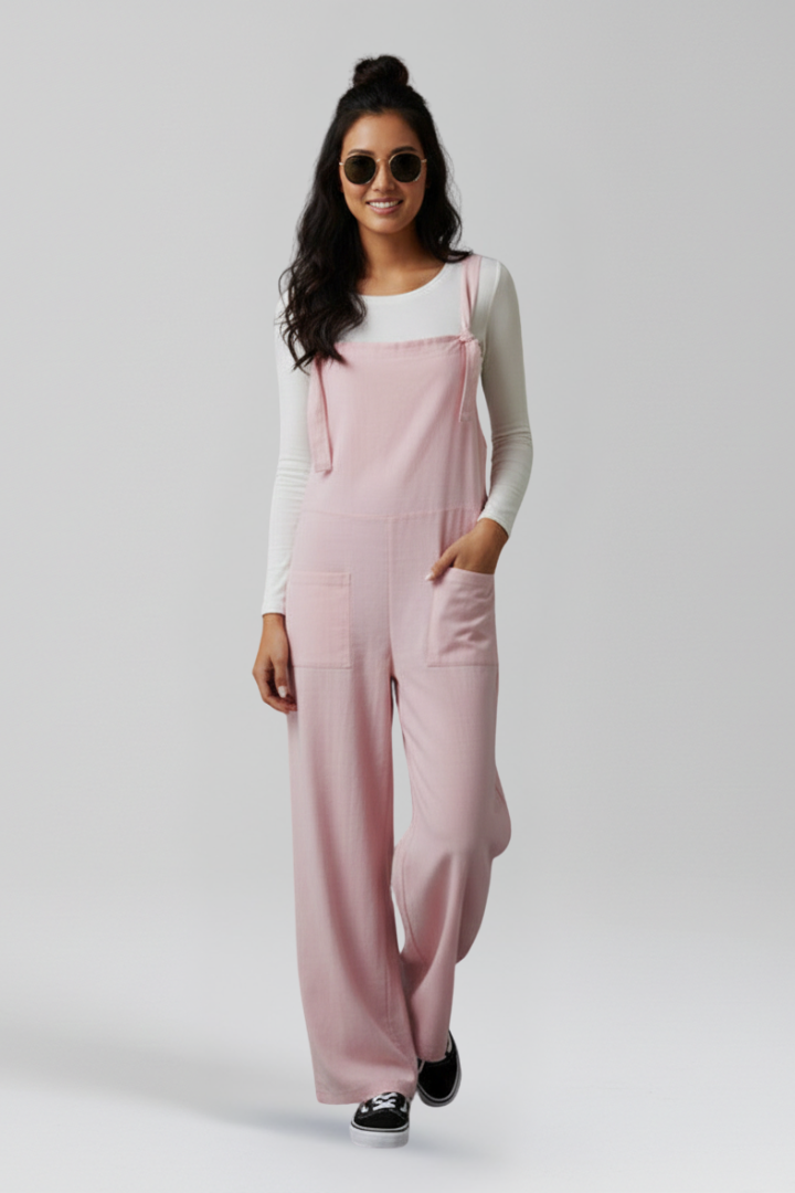 Women’s Jumpsuit with Wide Straps and Front Pockets