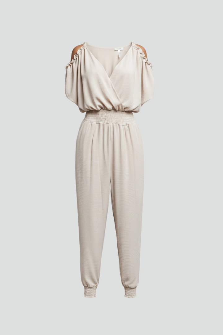 Women’s Jumpsuit with Wrap Neckline and Elasticated Waist