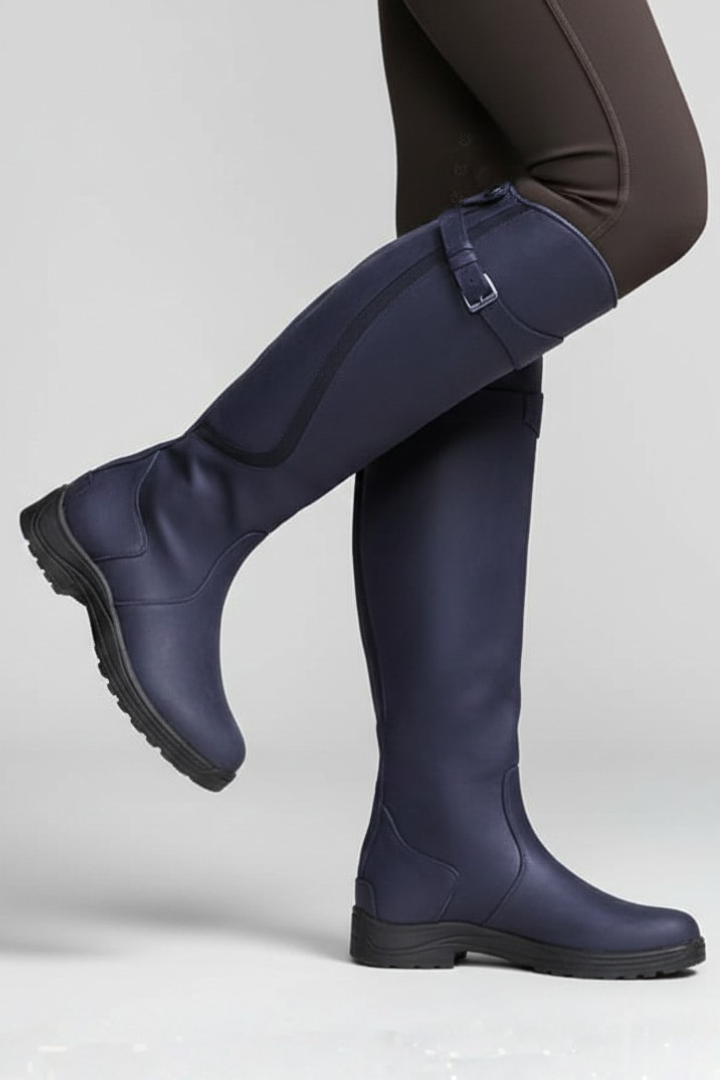 Women’s Knee-High Boots with Pull-On Design and Rubber Sole