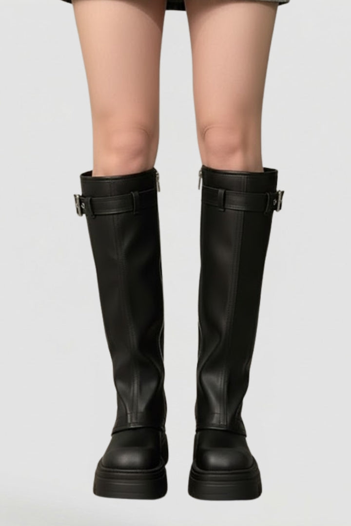 Women’s Knee High Platform Boots with Side Zipper