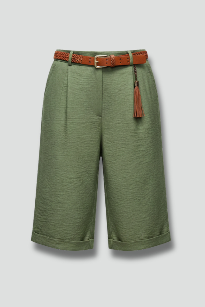 Women’s Knee Length Shorts with Belt Loops and Side Pockets