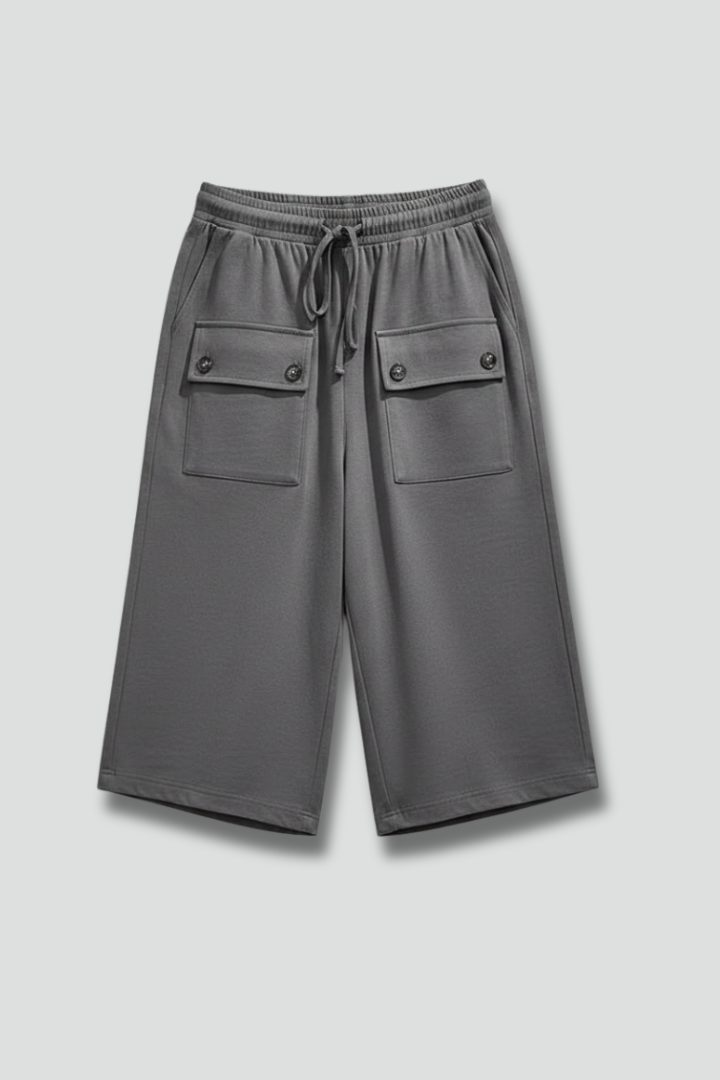 Women’s Knee Length Shorts with Elastic Waist and Pockets