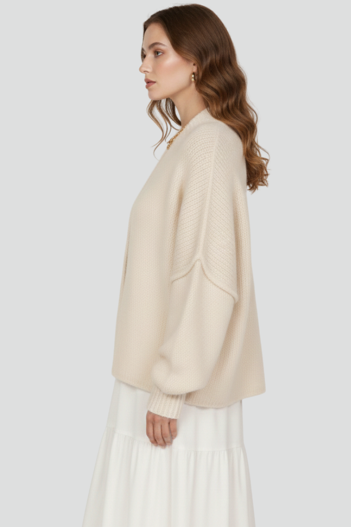 Women’s Knit Cardigan with Button-Front Design and Dropped Shoulders