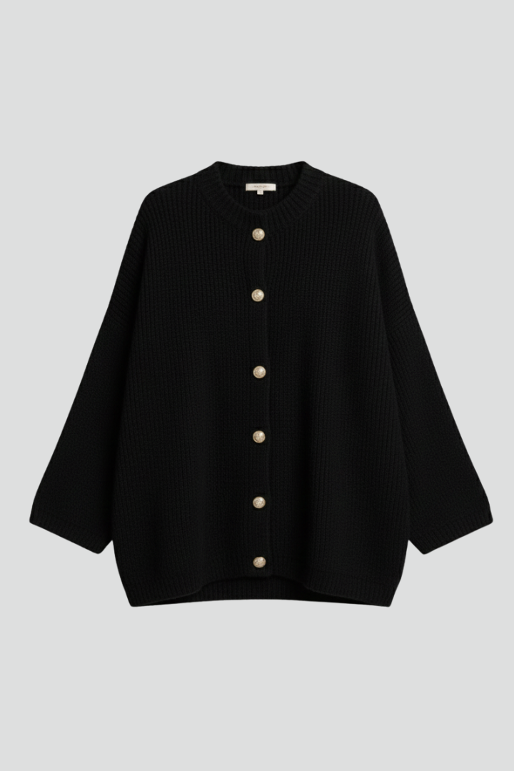 Women’s Knit Cardigan with Button-Front Style and Dropped Shoulders