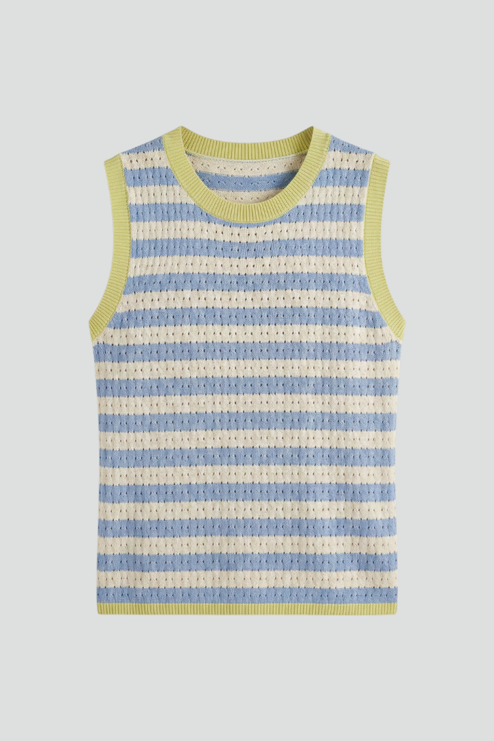 Women’s Knit Top with Round Neck and Striped Pattern