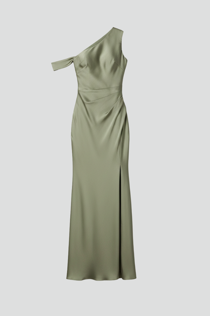 Women’s Maxi Dress with One-Shoulder Neckline and Side Slit