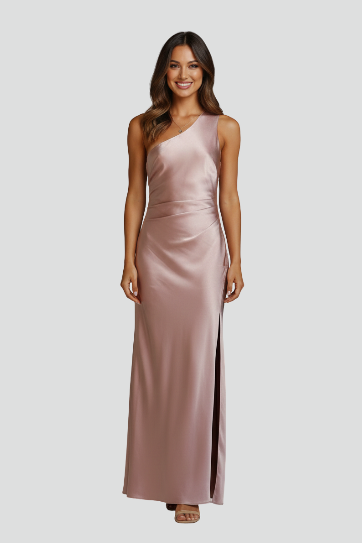 Women’s Maxi Dress with One-Shoulder Neckline and Side Slit