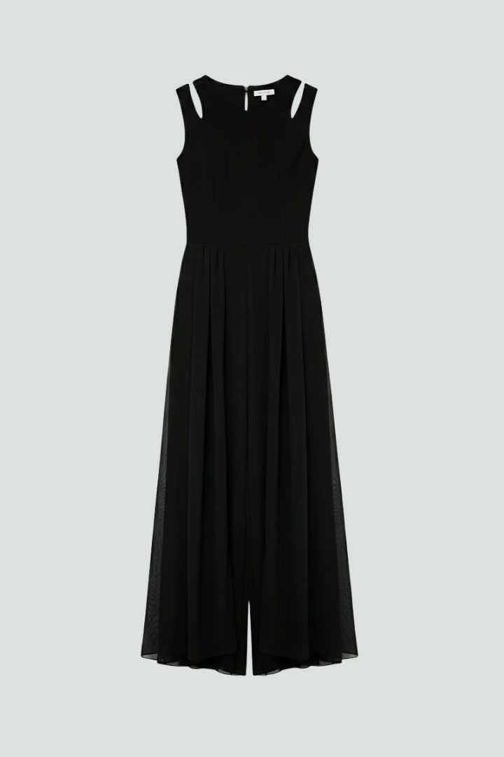 Women’s Maxi Dress with Round Neckline and Side Split