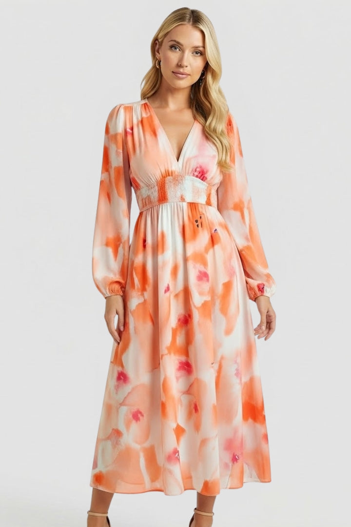Women’s Maxi Dress with V Neck and Floral Print