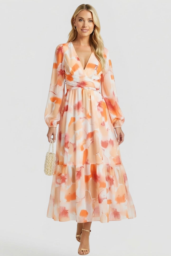 Women’s Maxi Dress with V Neck and Floral Print