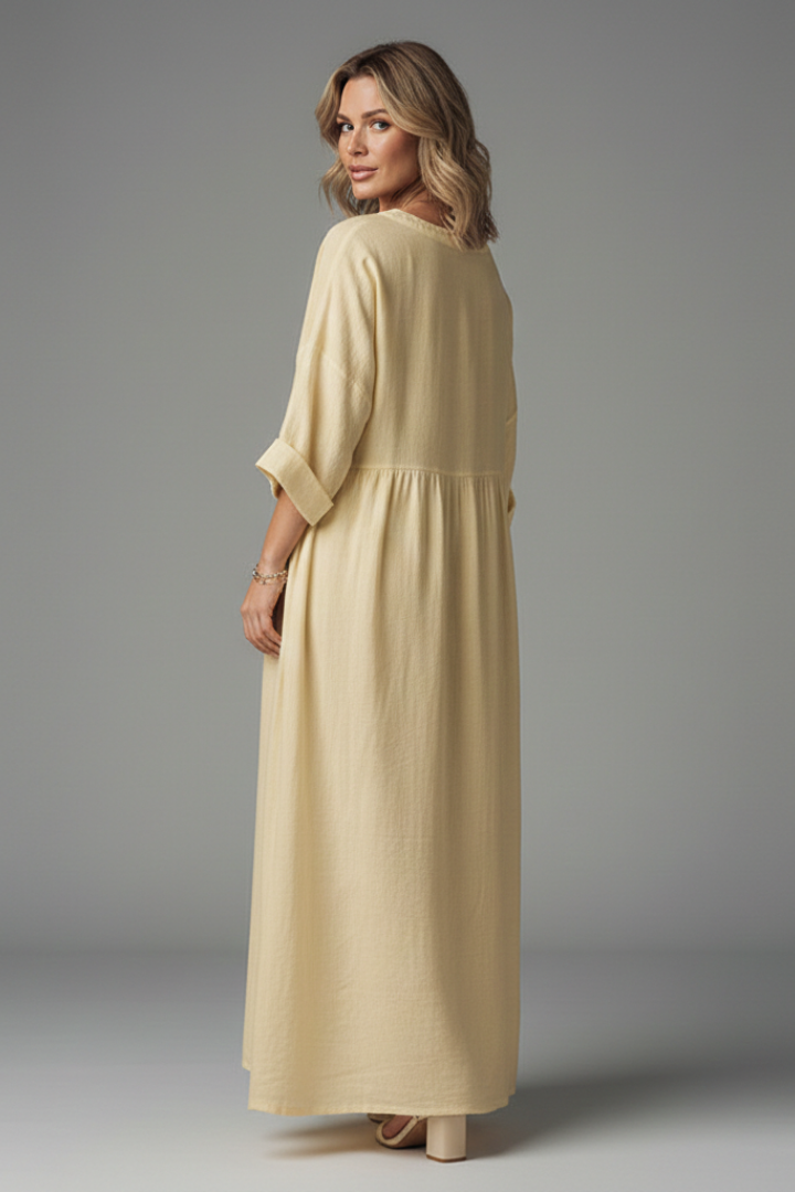 Women’s Maxi Dress with V Neckline and Long Sleeves